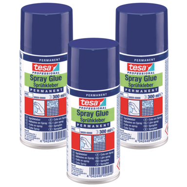 TESA Ljepilo permanentno u spreju za tkanine, kožu, filc i stiropor 300 ml x3