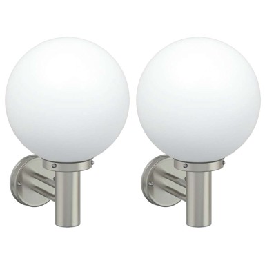 Vanjske zidne lampe 2 kom nehrđajući čelik IP44, srebrna