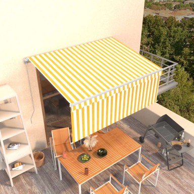 Tenda na ručno uvlačenje s roletom, 3,5 x 2,5 m, žuta i bijela