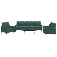 3-dijelni set sofa s jastucima tamnozeleni baršunasti