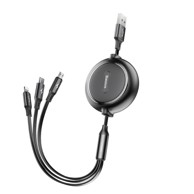 BASEUS USB kabel Golden Loop 3in1 - micro USB / Lightning / USB-C 35-120cm, crno