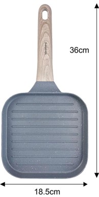 KLAUSBERG Grill tava 36 x 18,5 cm, neprianjajući premaz, drvena drška, siva