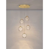 BLAZIK Luster NL9214164, LED, TRIAC prigušljiv, 5 izvora svjetla, IP20, 20 W, 3000 K, staklo, zlatna