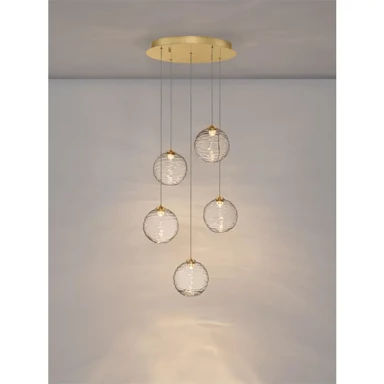 BLAZIK Luster NL9214164, LED, TRIAC prigušljiv, 5 izvora svjetla, IP20, 20 W, 3000 K, staklo, zlatna