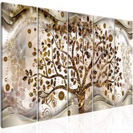 Slika Tree and Waves (iz pet dijelova) Brown 225x90