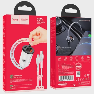 HOCO USB auto punjač NZ2 LINK, type C-Lightning