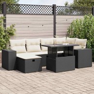 8-dijelni set vrtnih sofa od poliratana s jastucima crni