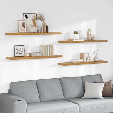 Zidna polica, set 4 kom, 120 x 23,5 x 4 cm, od konstruiranog drva, bež