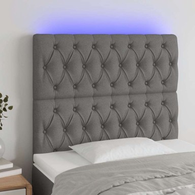 LED uzglavlje, 100 x 7 x 118/128 cm, tkanina, tamno siva