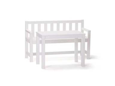 Vrtna klupa i stol za djecu, bijeli