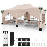 NORTHIX Pop-up paviljon, 3x6 m, metalni okvir, bež