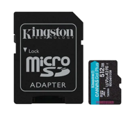 KINGSTON Memorijska kartica microSDXC Canvas Go Plus Gen4, 512GB, 200MB/s, A2, U3, V30, s adapterom