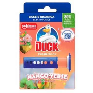 DUCK Osvježivač za WC školjku Fresh Discs Mango Verse, baza i punjenje, 36 ml