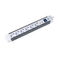 AS SCHWABE Strujna letva 18212, 6 Schuko utičnica, 2x USB, 1.5 m, bijela