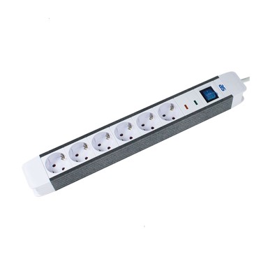 AS SCHWABE Strujna letva 18212, 6 Schuko utičnica, 2x USB, 1.5 m, bijela