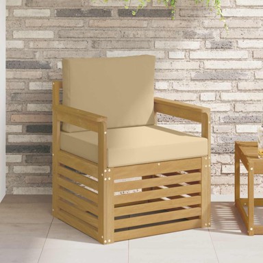 Set vanjskih sofa, 2 kom, masivno bagremovo drvo, bijela i bež