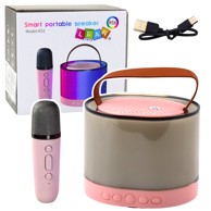 Karaoke komplet K52 RGB Bluetooth zvučnik i mikrofon, bežični, rozi