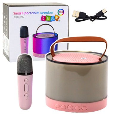 Karaoke komplet K52 RGB Bluetooth zvučnik i mikrofon, bežični, rozi