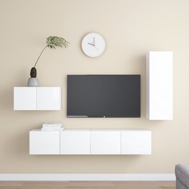 4-dijelni set TV ormarića bijeli od konstruiranog drva