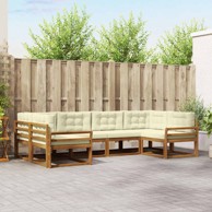 Set vanjskih sofa s jastukom, 6-dijelni, prirodna i krem