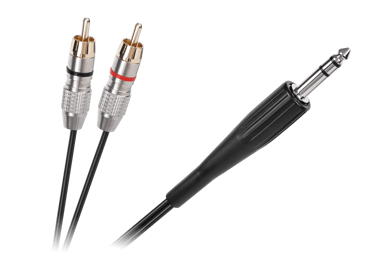 LP kabel jack 6,3 mm stereo – 2 × RCA, 3 m