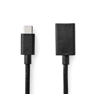 NEDIS USB C adapter USB 3 2 gen 1 USB C muški USB A ženski 5 Gbps 0 15 m okrugli niklani PVC crni kutija
