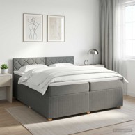 Boxspring krevet s madracem 200 x 200 cm tkanina dizajn s rombovima, tamnosivi