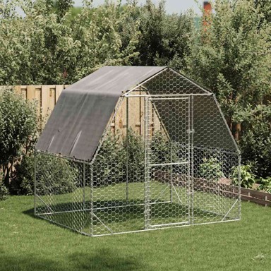 Kavez za kokoši s krovom, 2.5 x 2 x 2.25 m, pocinčani čelik