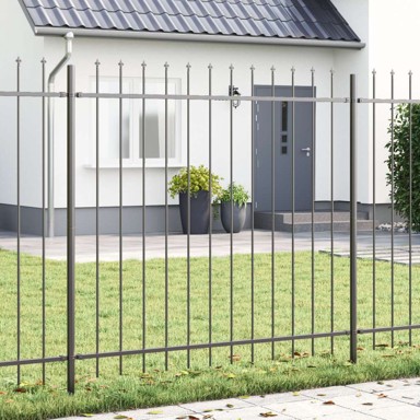 Ograde za vrt s vrhom u obliku koplja 10.2x1.5 m čelik, siva