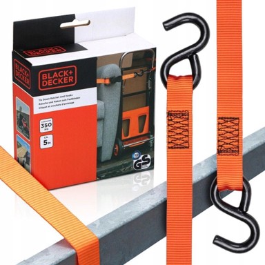BLACK+DECKER Traka za vezivanje, 5 m, 350 kg, najlon, narančasta, crna
