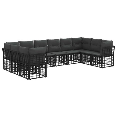 Set vanjskih sofa bez stola, poliester, crna i tamnosiva