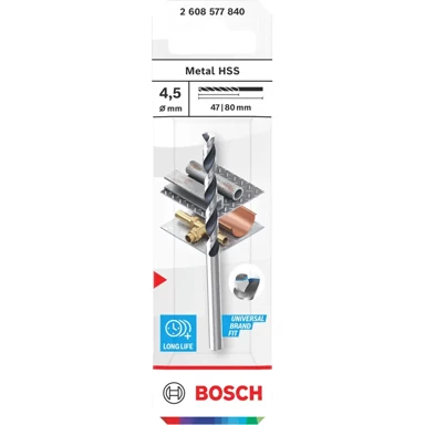 Svrdlo za metal Bosch metal HSS, 4,5 x 47 x 80 mm, prihvat cyl