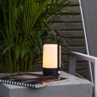 STAR TRADING Crno-bež LED lampa Flame, visina 19 cm
