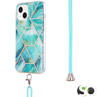 Silikonska maskica sa vezicom za iPhone 15 Marble Zelena