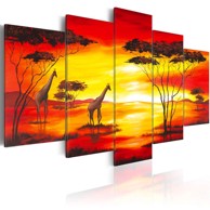 Slika Giraffes on the background with sunset 100x50