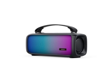 AKAI Zvučnik 8 W, FM radio, Bluetooth, USB, ambilight svjetla, baterija, crna