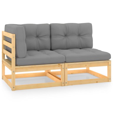 2-dijelna vrtna garnitura s jastucima od masivne borovine