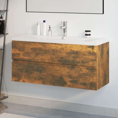 Ormarić s ugrađenim lavabo-umivaonikom, 100 x 38.5 x 45 cm, dimljeni hrast