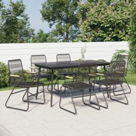 5-dijelni vrtni blagovaonski set od PVC ratana, crni