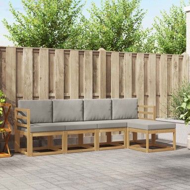 Set vanjskih sofa, 5-dijelni, bijela i svjetlosiva