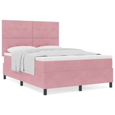 Box Spring krevet s madracem, ružičasti, 160x200 cm, baršun