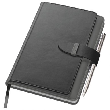 MACMA Notes 2008877, prostor za kreditne kartice, crte, A5, 256 listova, umjetna koža, sivo-crna