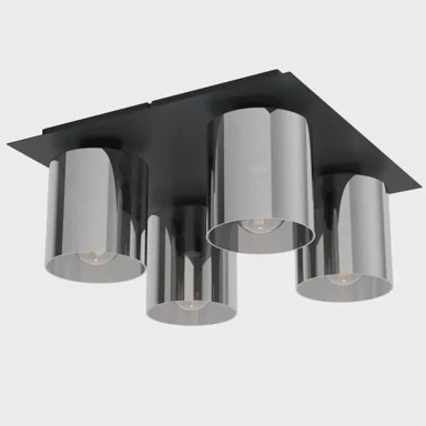 Stropna lampa Gorosiba 99632, 4xE27, crna i crno-prozirno staklo