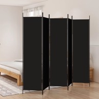 Sobna pregrada s 5 panela crna 250x200 cm od tkanine