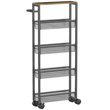 HOMESTAR Kuhinjska kolica 5 razina 47 x 13 x 96,5 cm, crna