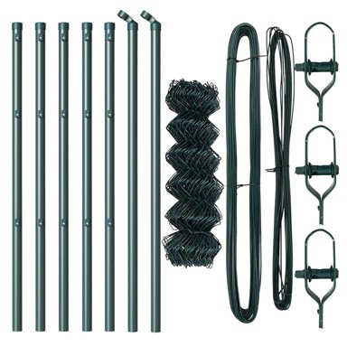 Ograda od lanca s 7 postova 0.6x10 m pocinčani čelik,zelena  