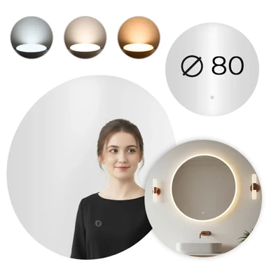 MODERNHOME LED Kupaonsko ogledalo 80 cm, 3 boje svjetla, dodirni prekidač