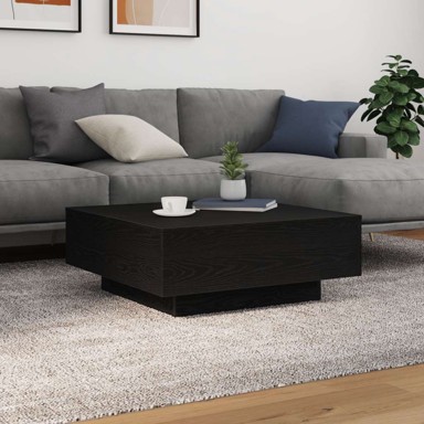 Stolić za kavu s LED svjetlima, crni hrast, 80 x 80 x 31 cm