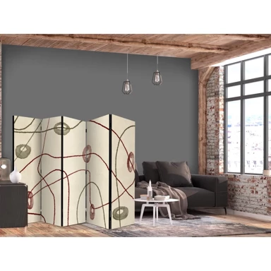 Paravan Labirint s perlama, Minimalistička apstrakcija na istrošenoj pozadini, 225 x 172 cm