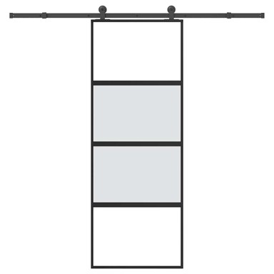 Klizna vrata s priborom od kaljenog stakla i aluminija mat i prozirna 76x205 cm